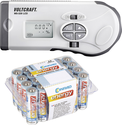 VOLTCRAFT Batterietester MS-229 LCD + Conrad energy Alkaline Mignon-Batterien 24er-Set