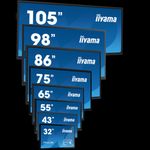 iiyama ProLite LH6575UHS-B1AG, 164cm (64,6''), 4K, USB, RS232, Ethernet, WLAN, Android, Kit (RS232), schwarz TFT Monitor, 16:9, Bildschirmdiagonale: 164 cm (64,6''), Auflösung: 3840x2160 Pixel, VESA Mount (400x400 mm), Lautsprecher, Reaktionszeit: 8ms, Helligkeit 500 cd, Blickwinkel 178/178°(H/V), Kontrast: 1200:1, USB, RS232, Ethernet, WLAN (802.11ac), Audio, Display-Port, HDMI, Android (11), inkl.: Kabel (RS232, HDMI), Netzteil, Netzkabel, Fernbedienung, QSG, Farbe: schwarz (LH6575UHS-B1AG)