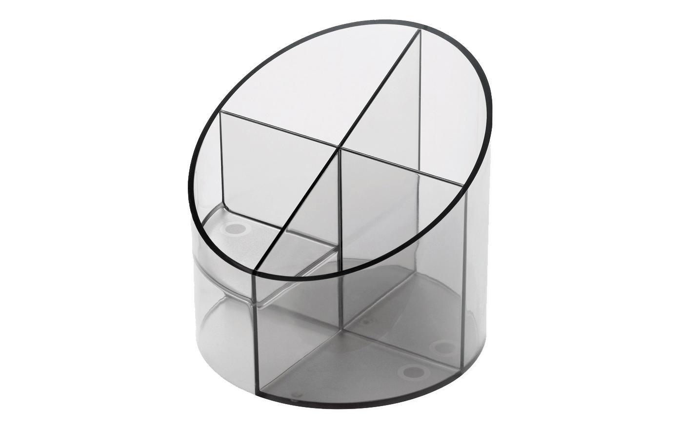 Helit Economy Multiköcher, 4 Fächer, Rund, Polystyrol, Grau Transparent