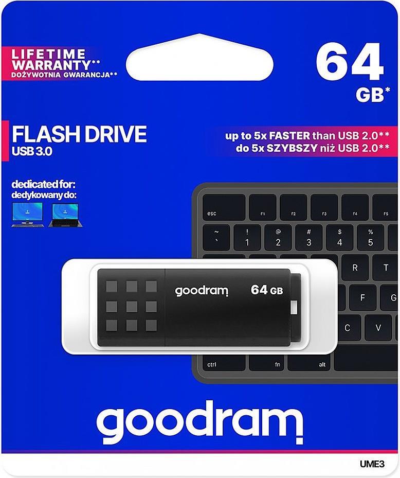 Goodram UME3 USB-Stick 64 GB USB Typ-A 3.2 Gen 1 (3.1 Gen 1) Schwarz (UME3-0640K0R11)