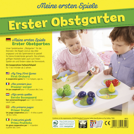 HABA Meine Ersten Spiele – Erster Obstgarten, Kooperatives Farbwürfelspiel ab 2 Jahren, Mehrfarbig