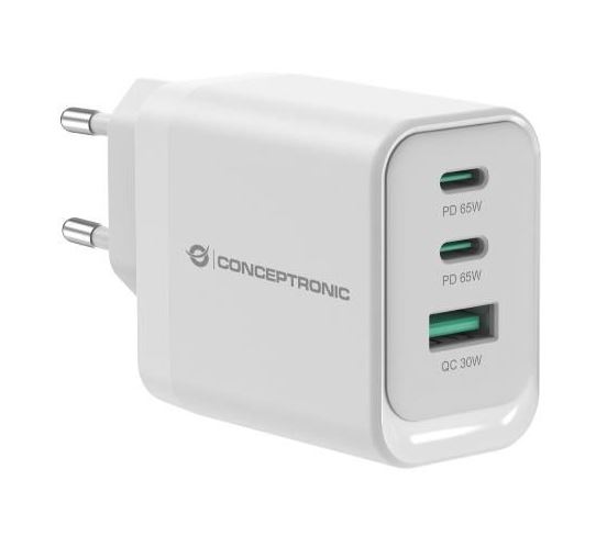 Conceptronic Ladegerät 3Port 65W 2xUSB-C 1xUSB-A weiß (ALTHEA21W65)