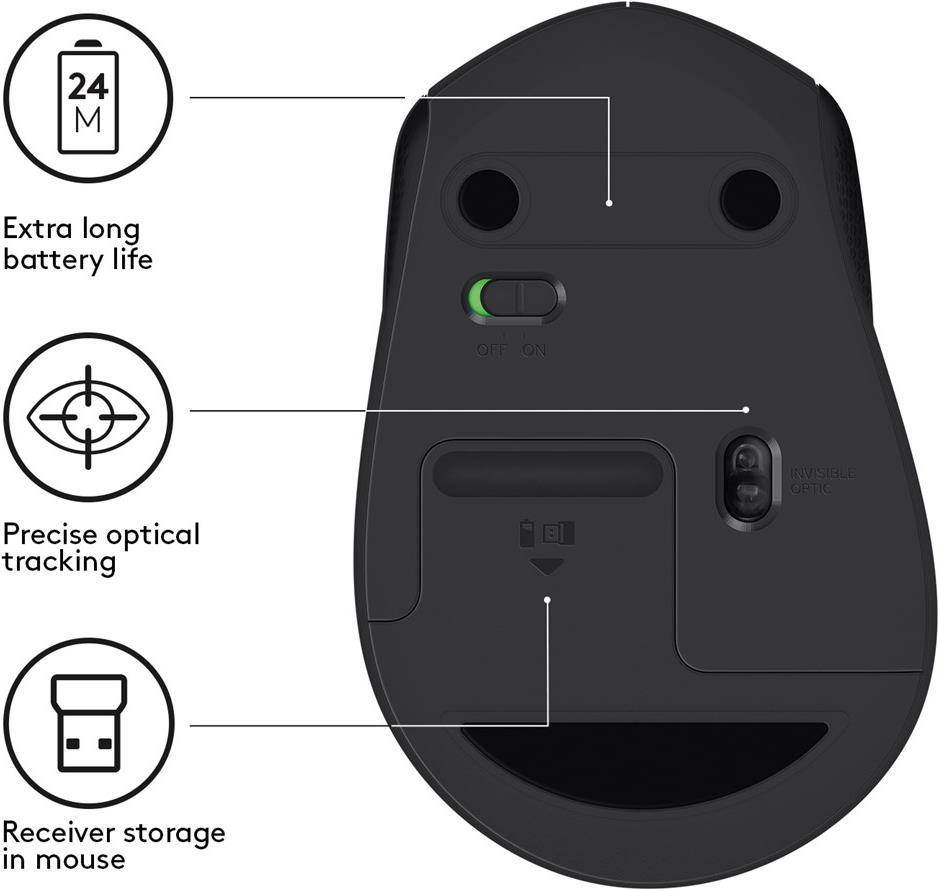 Logitech M330 Silent Plus Kabellose Maus 2,4 GHz Schwarz