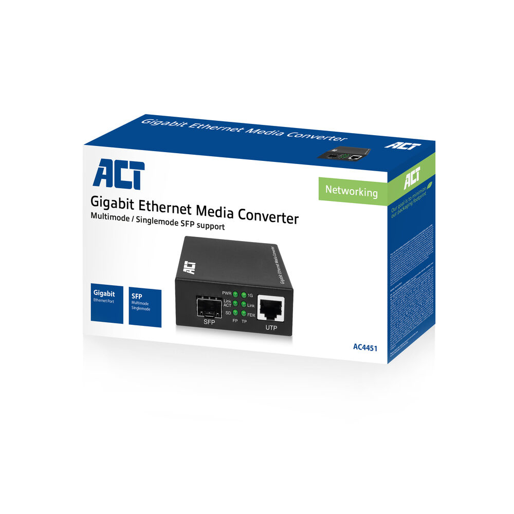 ACT AC4451 Medienkonverter 1000 Mbit/s SFP Schwarz