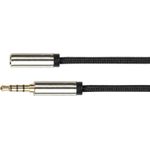Audio Verlängerungskabel High-Quality, 4-poliger 3,5mm Klinkenstecker an Klinkenbuchse, Textilmantel, schwarz, 1m, PYTHON® Series (GC-M0237)