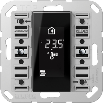 JUNG A 5192 KRM TS D. Übertragungstechnik: Verkabelt. Produktfarbe: Schwarz, Grau, Display-Typ: LCD, Steuerung: Knöpfe. Eingangsspannung: 21 - 32 V (A5192KRMTSD)