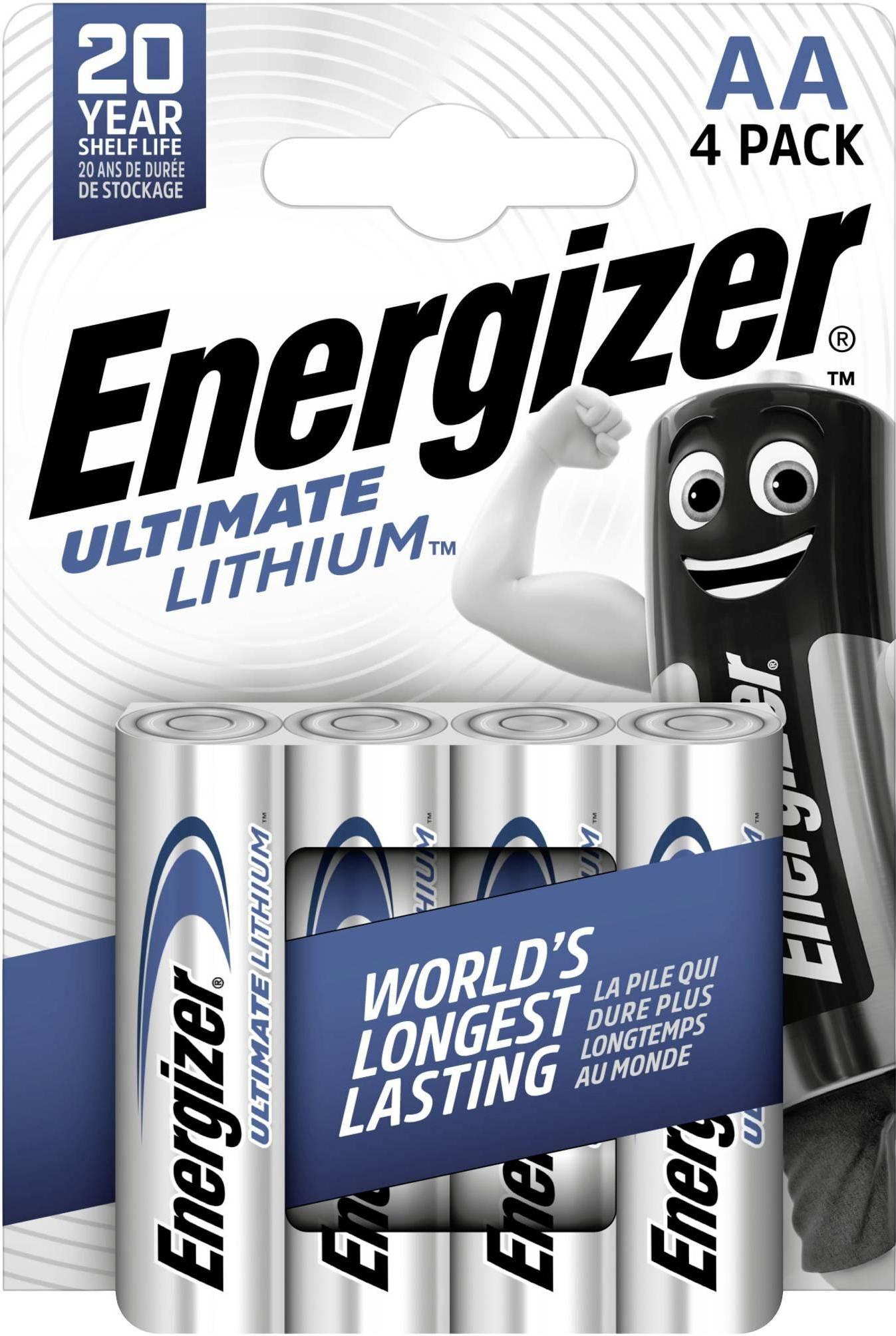Energizer Batterie Lithium, Mignon, AA, Retail Blister (4-Pack) (E301535301)