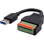 EXSYS GmbH Kabel-Adapter USB-A Stecker zu 10-pin Terminal Block mit Drucktaster, USB 3.2, 15 cm (EX-49127)