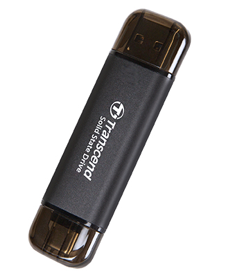 Transcend ESD310C Tragbare SSD 256 GB USB 3.2 Gen 2x2 USB-A/USB-C 1050 MB/s Schwarz