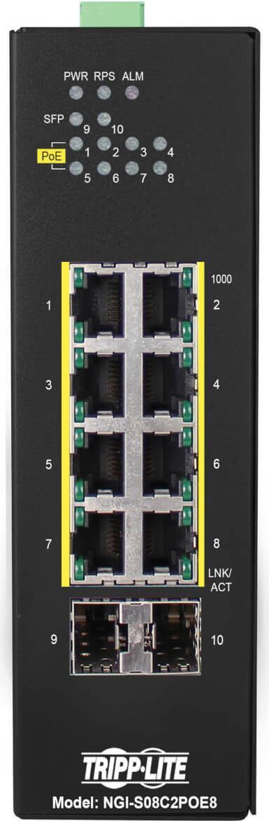 Tripp Lite NGI-S08C2POE8 Netzwerk-Switch Managed Gigabit Ethernet (10/100/1000) Power over Ethernet (PoE) Schwarz (NGI-S08C2POE8)