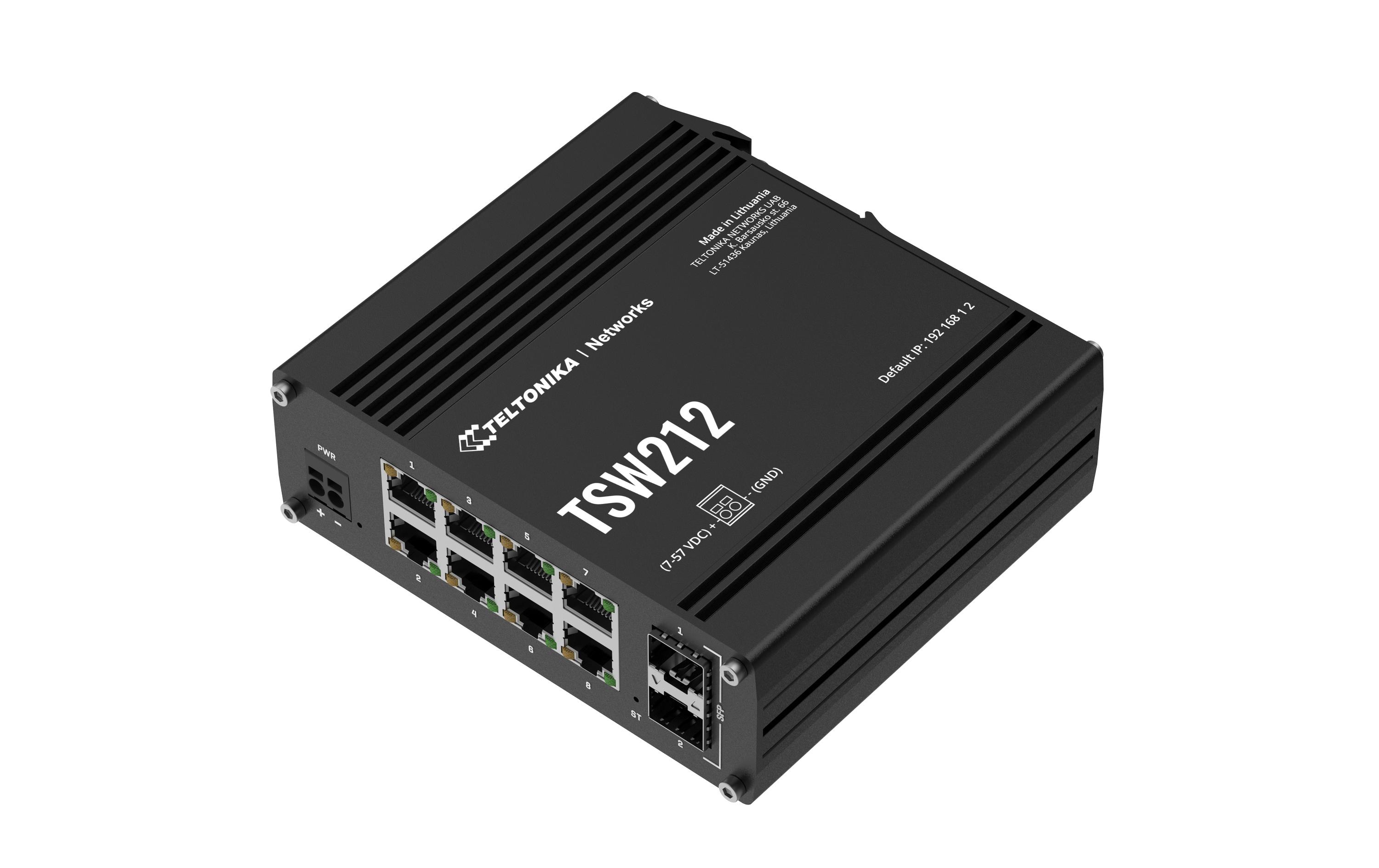 Teltonika TSW212 Managed Switch 8 x Gigabit Ethernet + 2 x SFP Schwarz