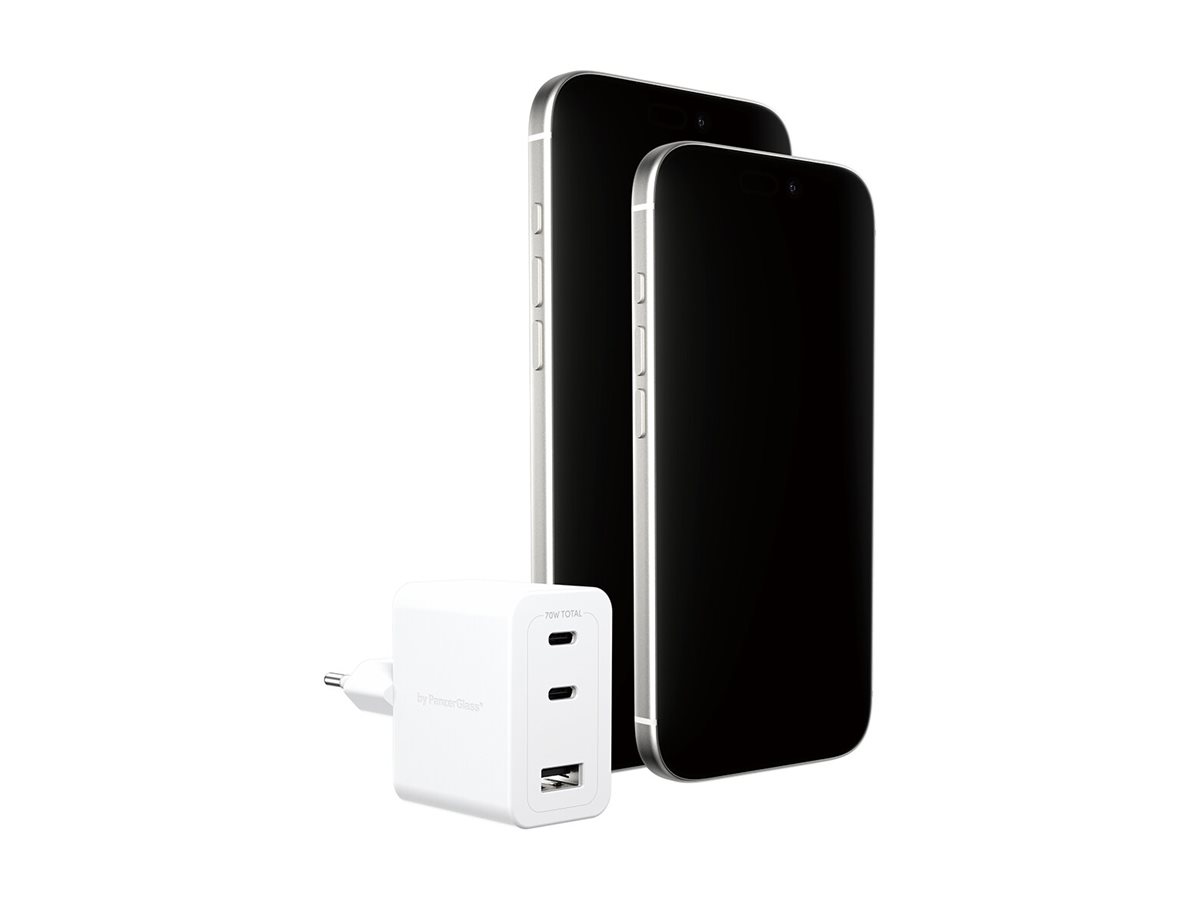 PanzerGlass empower Turbo 70W Netzteil 2x USB-C + USB-A Power Delivery 3.1 Silver White
