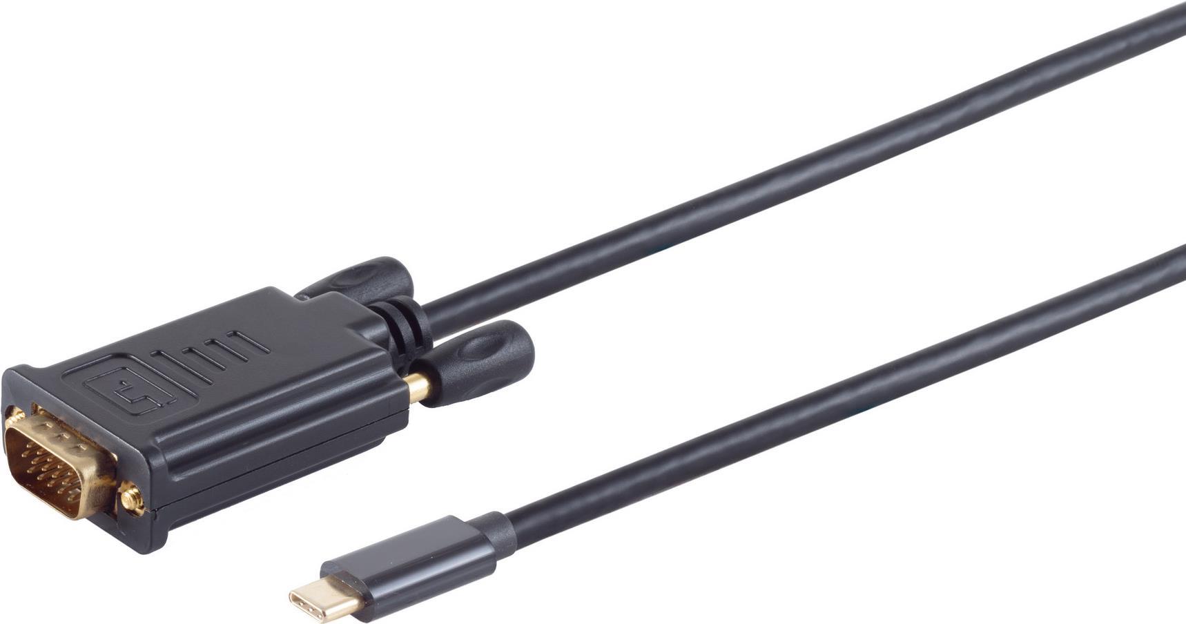S-Conn 10-59185 Videokabel-Adapter 1,8 m USB Typ-C VGA (D-Sub) Schwarz (10-59185)
