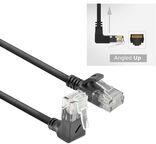 ACT Black 0.5 meters U/UTP CAT6A LSZH Slimline patch cable with RJ45 connectors 90? angled up to straight (DC4900)