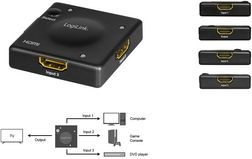 LogiLink HD0041 HDMI Switch 3x1-Port, 1080p/60 Hz, HDCP, CEC, Mini (HD0041)