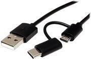 ROLINE USB 2.0 Sync- & Ladekabel Typ A - Typ C / Micro B, schwarz, 1,0 m (11.02.8328)