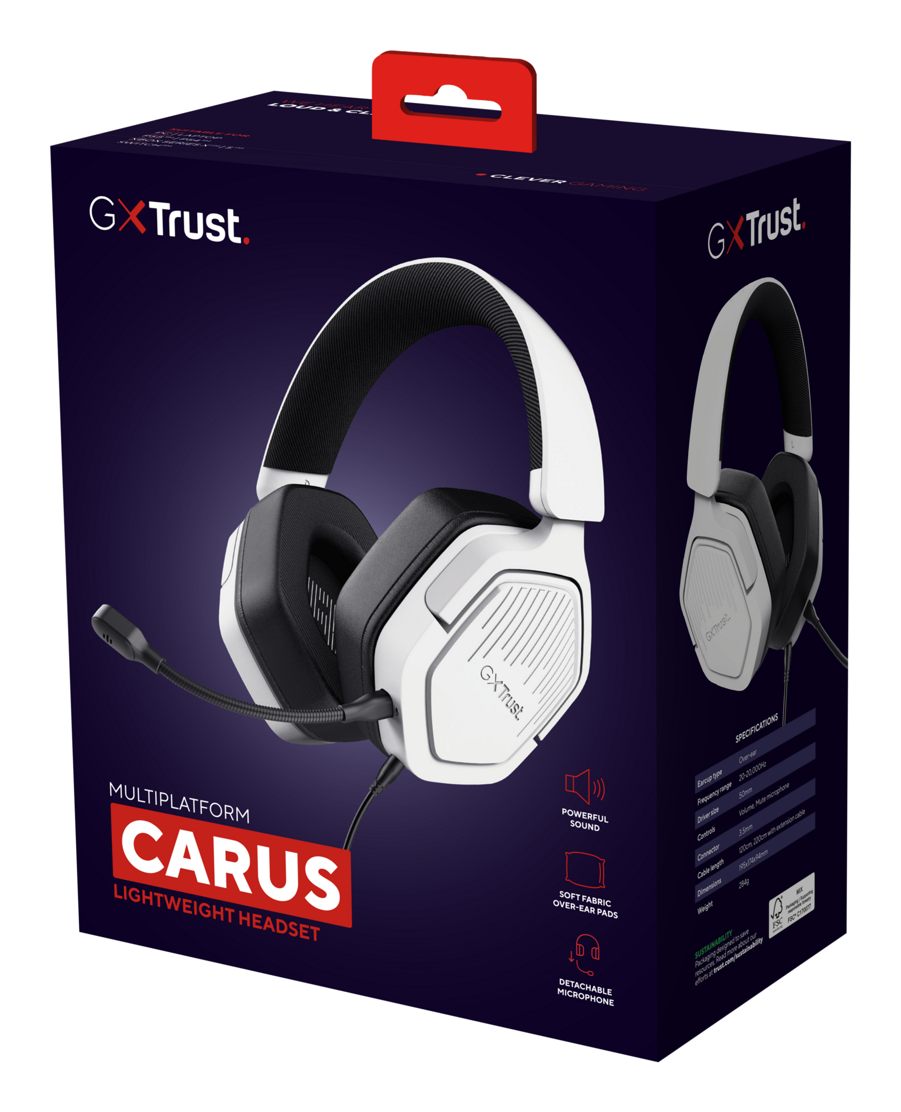 Trust GXT 492W Carus Headset Kabelgebunden Weiß