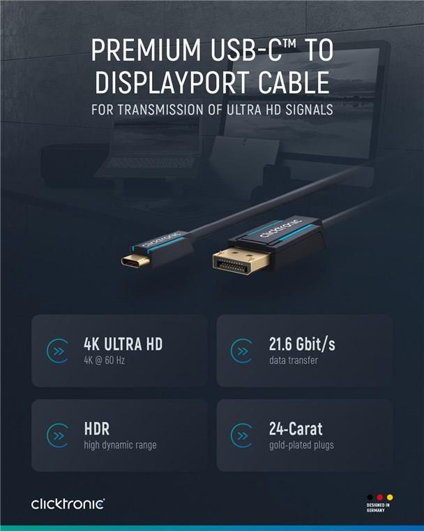 USB-C to DP Cable. M/M. Blue. 1.0m (44931)