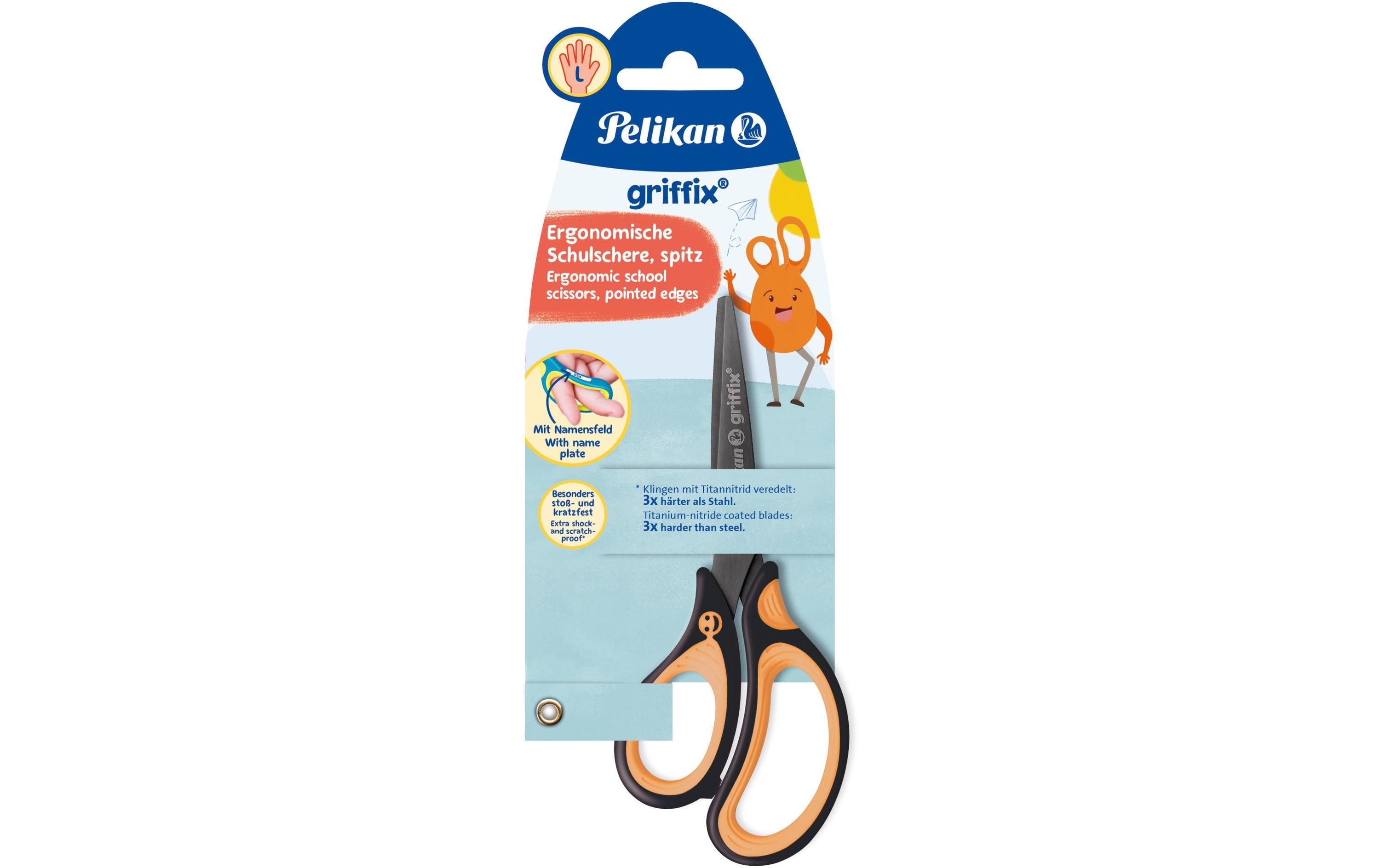 Pelikan Griffix Schere Linkshänder Schwarz, Orange