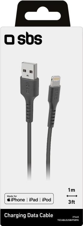 SBS TECABLEUSBIP589K USB Kabel 1 m USB 2.0 USB A Lightning Schwarz (TECABLEUSBIP589K)