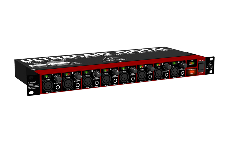 Behringer ULTRAGAIN DIGITAL ADA8200 8-Kanal ADAT Audio Interface Schwarz, Rot