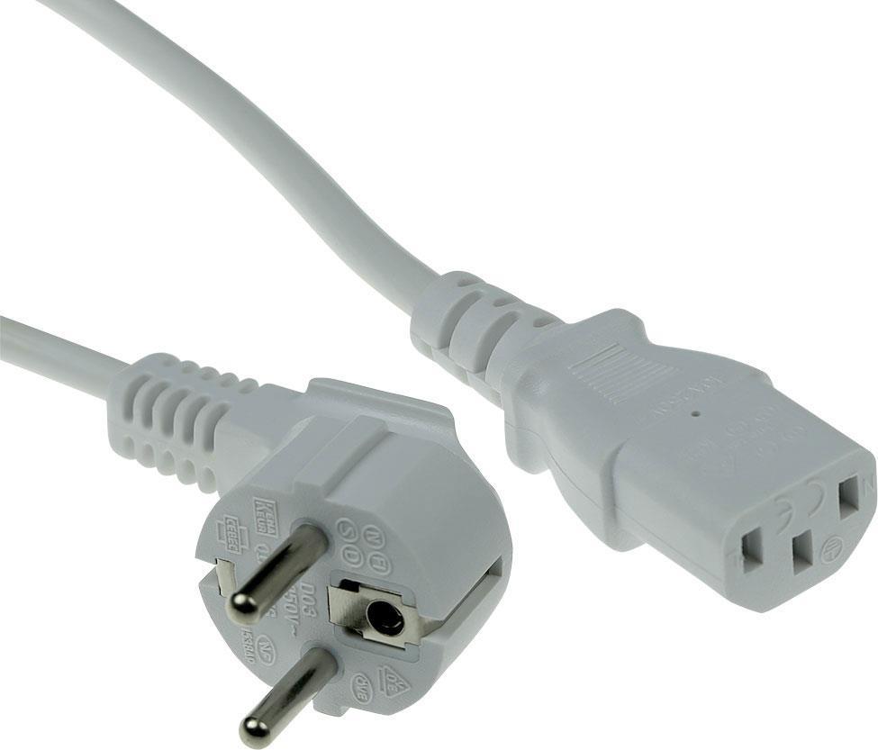 ACT Powercord mains connector CEE7/7 male (angled) - C13 white 1.5 m PWRCORD CEE7/7 ANG-C13 WH 1.5M (AK5235)