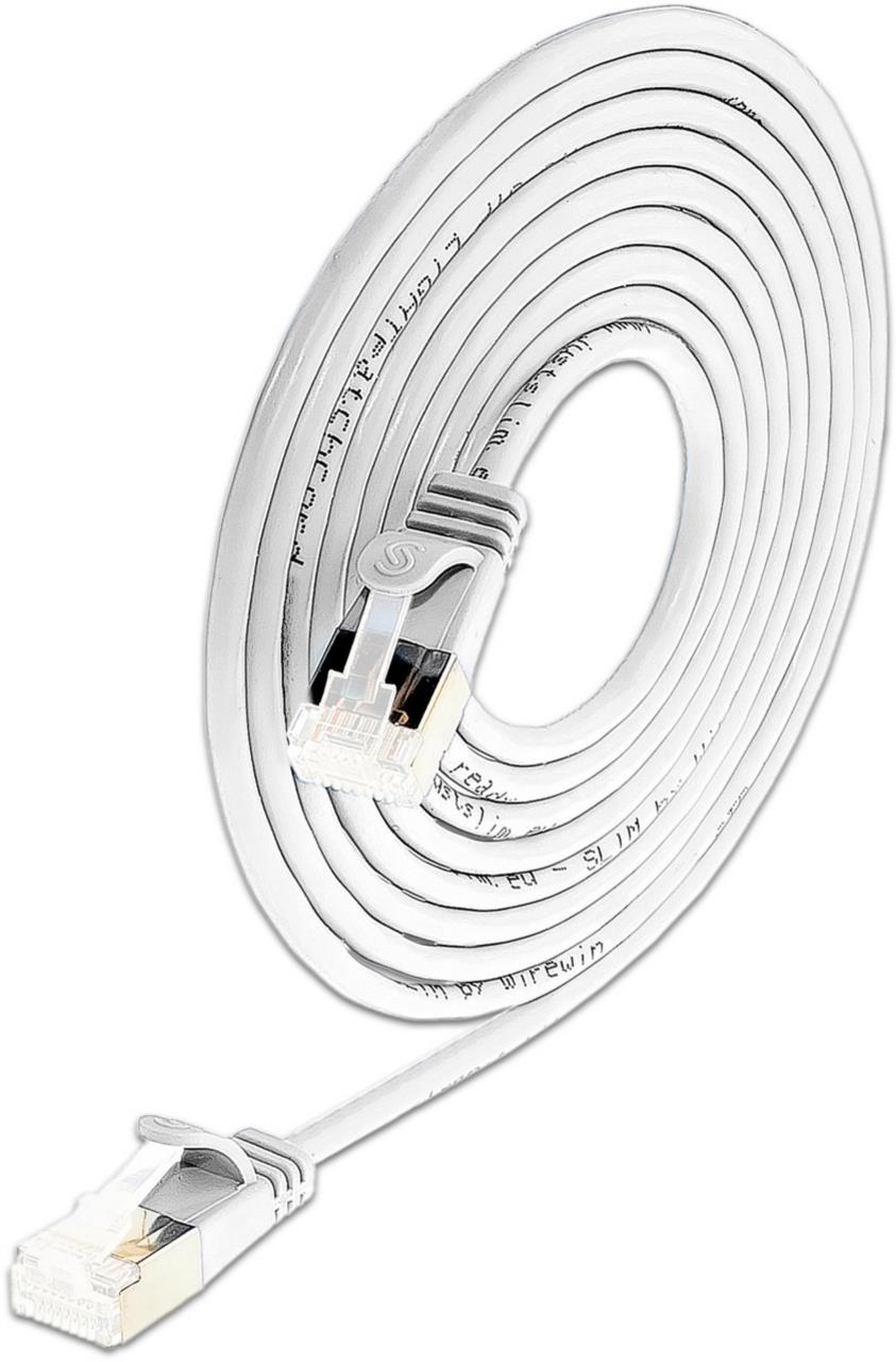 SLIM Patchcords Slim Patchkabel Cat6a 0,25 m U/FTP 10 Gbit/s LSZH Weiß 50er-Pack