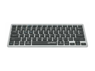 Manhattan Ultra Slim Dual-Mode Kabellose Funktastatur, QWERTZ Deutsch, Bluetooth 3.0 & 2,4 GHz, Anthrazit/Schwarz
