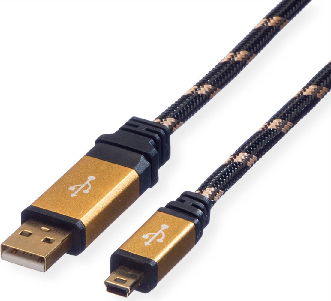 ROLINE GOLD USB 2.0 Kabel, Typ A - 5-Pin Mini 1,8m (11.02.8822)