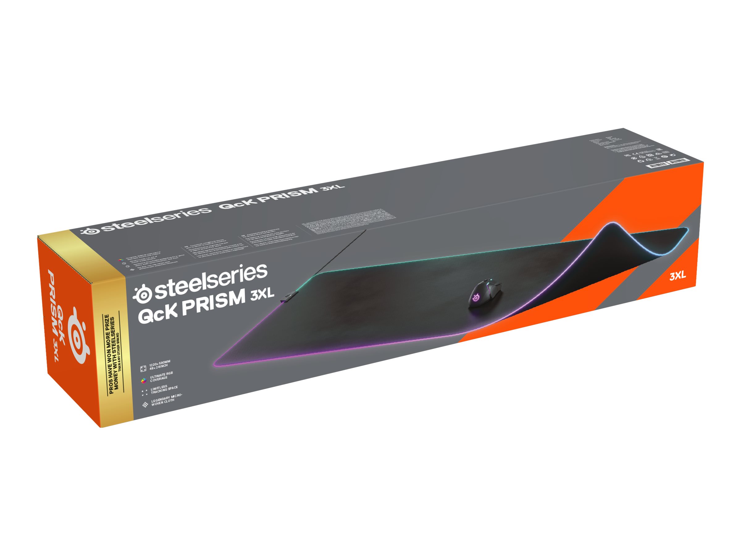 SteelSeries QcK Prism Cloth Gaming-Mauspad XXXL 2-Zonen-RGB-Beleuchtung Schwarz