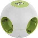 Kugelsteckdose Powerglobe mit USB weiss grün (0015408102)