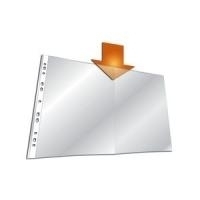 DURABLE Prospekthülle, DIN A3 quer, PP, transparent, 0,06 mm oben offen, auf A4 gefalzt, Universallochung (2671-19)