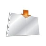 DURABLE Prospekthülle, DIN A3 quer, PP, transparent, 0,06 mm oben offen, auf A4 gefalzt, Universallochung (2671-19)
