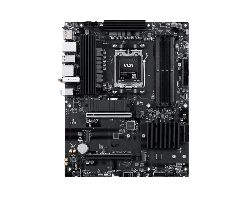 MSI PRO B850-S EVO WIFI Mainboard AMD B850 Socket AM5 ATX DDR5 WiFi 7 Bluetooth Schwarz