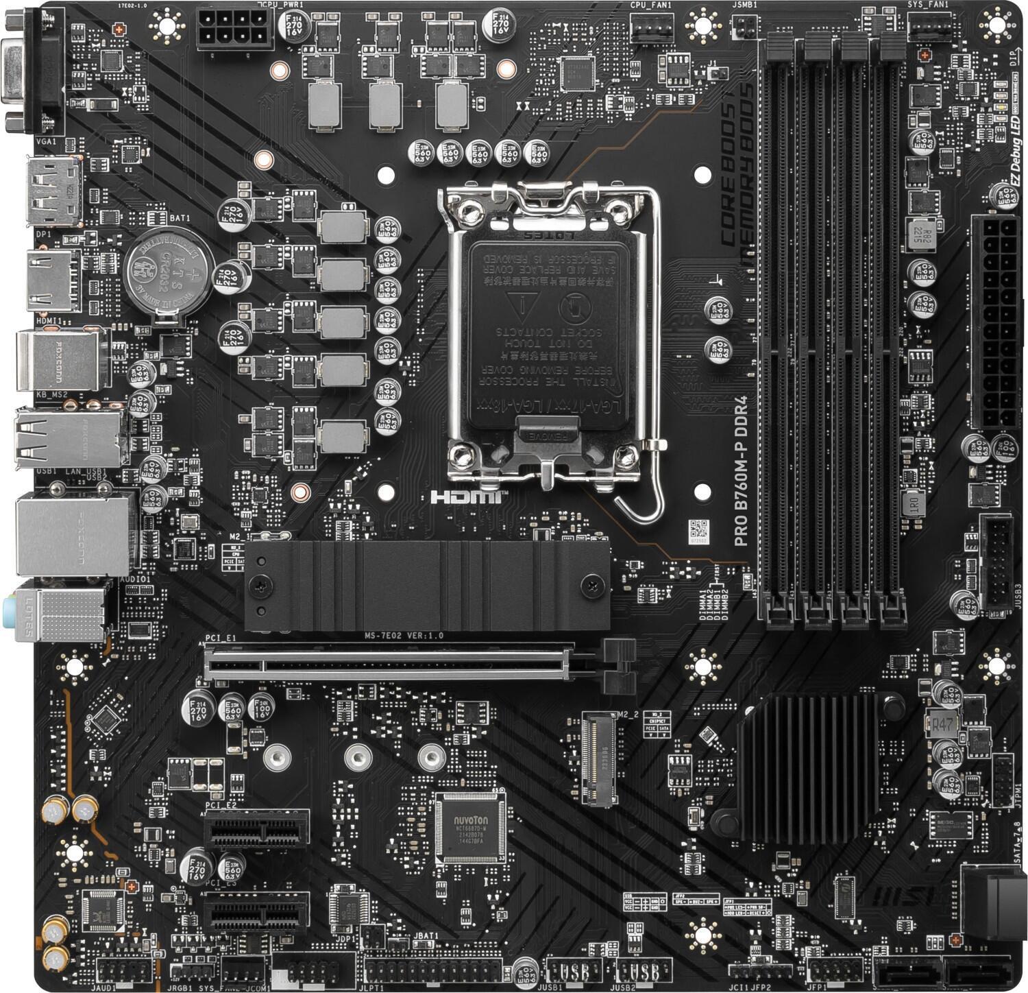 MSI PRO B760M-P DDR4 Motherboard Intel B760 LGA 1700 micro ATX (7E02-001R)