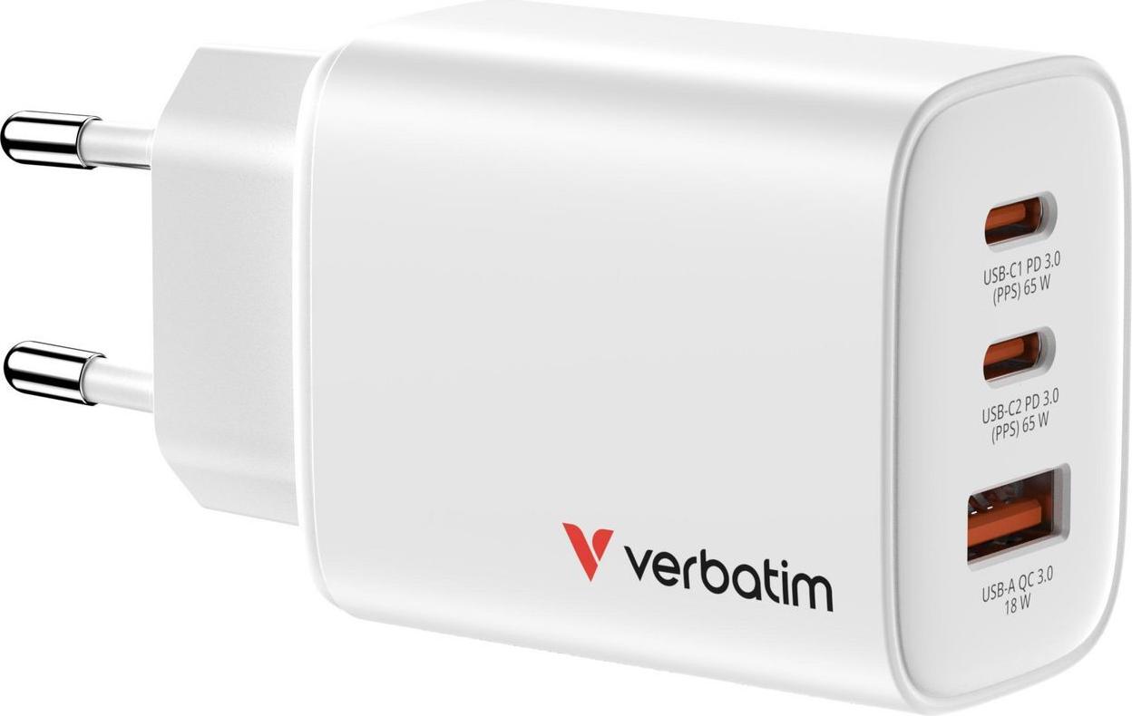 Verbatim GaN III Essentials Charger 3 Port 65W USB-A/C white (32353)
