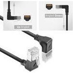 ACT Black 0.25 meters U/FTP CAT6A LSZH Slimline patch cable with RJ45 connectors 90? angled down to 90? angled up (DA7952)