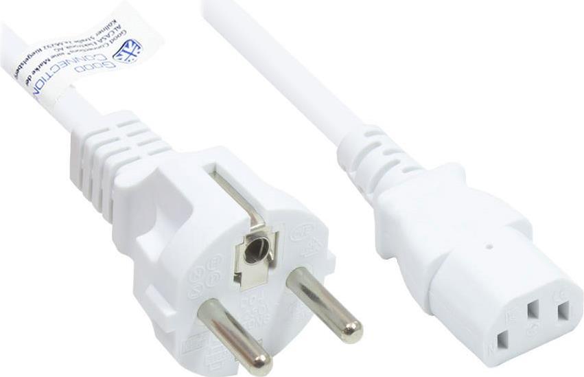 Netzkabel Schutzkontakt-Stecker Typ E+F (CEE 7/7, gerade) an C13 (gerade), weiß, 0,75 mm², 1 m, Good Connections® (P0030-W010)