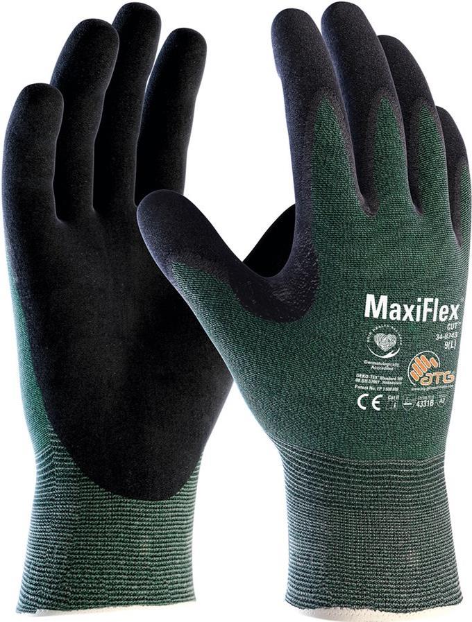 MaxiFlex Schnittschutzhandschuh Cut 2490-7 gn/sw Gr.07 (2490-7)