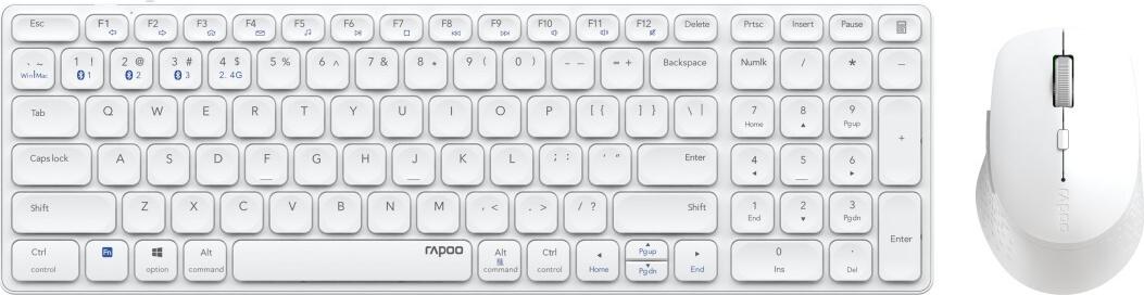 Rapoo Kabelloses Multimodus-Desktop-Set 9700M, Weiß, QWERTZ RU (00220343)
