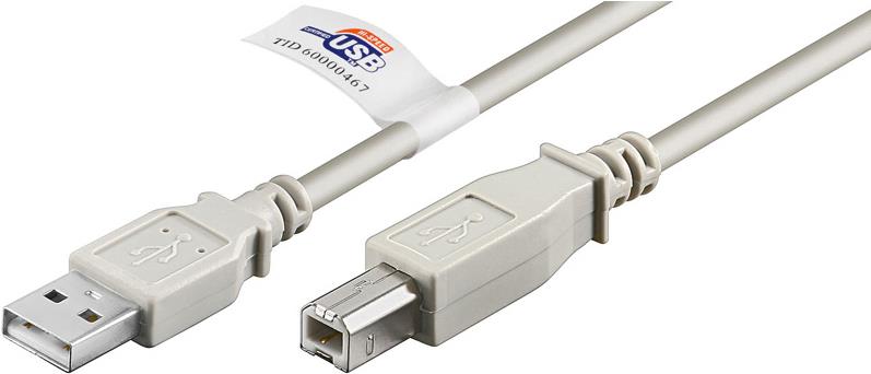 Wentronic Goobay USB 2.0 Hi-Speed Kabel mit USB Zertifikat, Grau, 3 m - geeignet für Geräte mit USB Anschluss (60832)