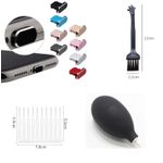 Reinigungsset für Handy, Airpods, Kamera bestehend aus:- Mikrofaser Reinigungstuch- 1 Luftpumpe- 10 Borstebürsten am Steg- 3 weiche Bürsten- 1x Staubschutzstöpsel TypeCverpackt im Polybag (Reinigungsset für Handy)