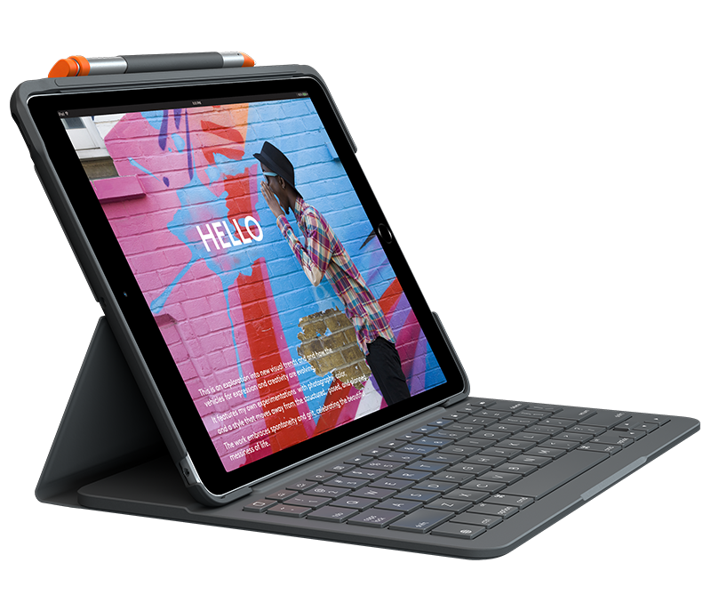 Logitech Slim Folio, KeyboardDock für Apple iPad 10.2", schwarz, DE (920-009474)