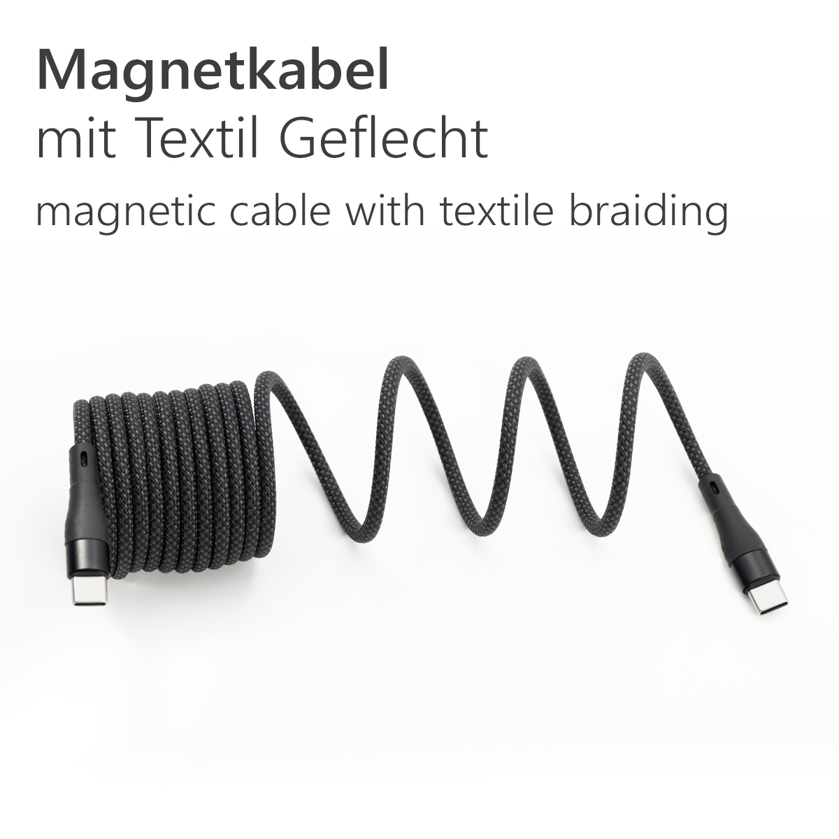 Maxtrack Spiralkabel USB-C auf USB-C USB 2.0 1 m Schwarz