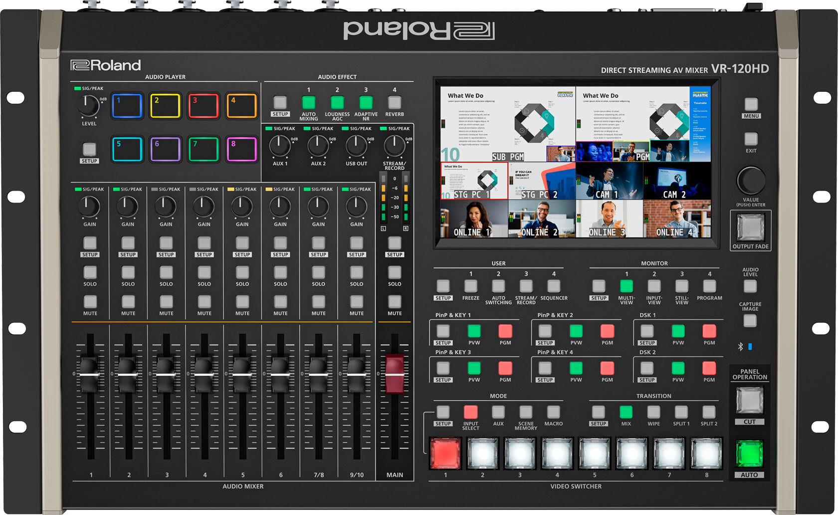 Roland VR-120HD 4-Kanal Streaming AV-Mixer 7" Touchscreen HD-SDI HDMI Schwarz