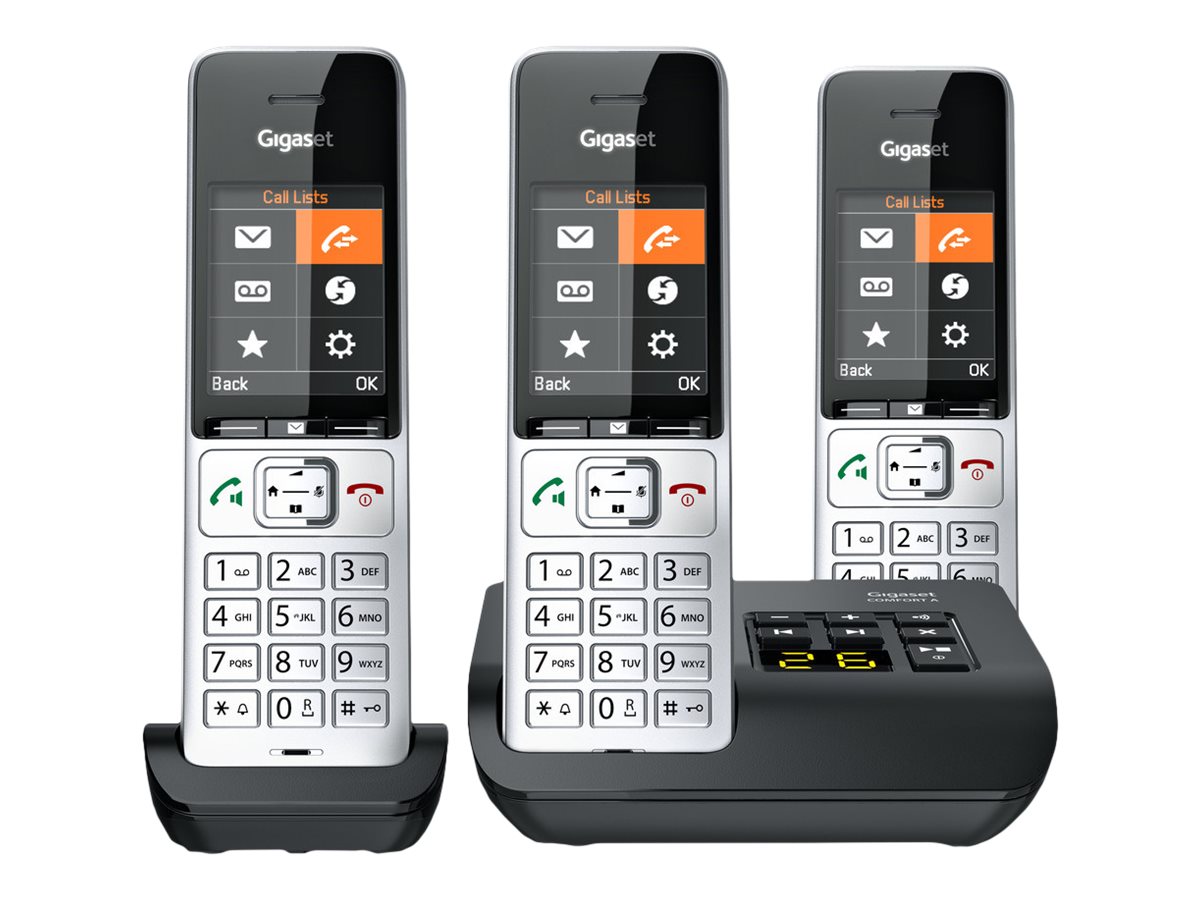 Gigaset COMFORT 500A Trio Schnurlostelefon mit Anrufbeantworter Silver Black