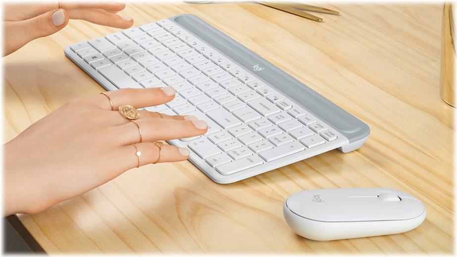 Logitech Slim Wireless Combo MK470 Tastatur-Maus-Set QWERTZ Deutsch Off-White