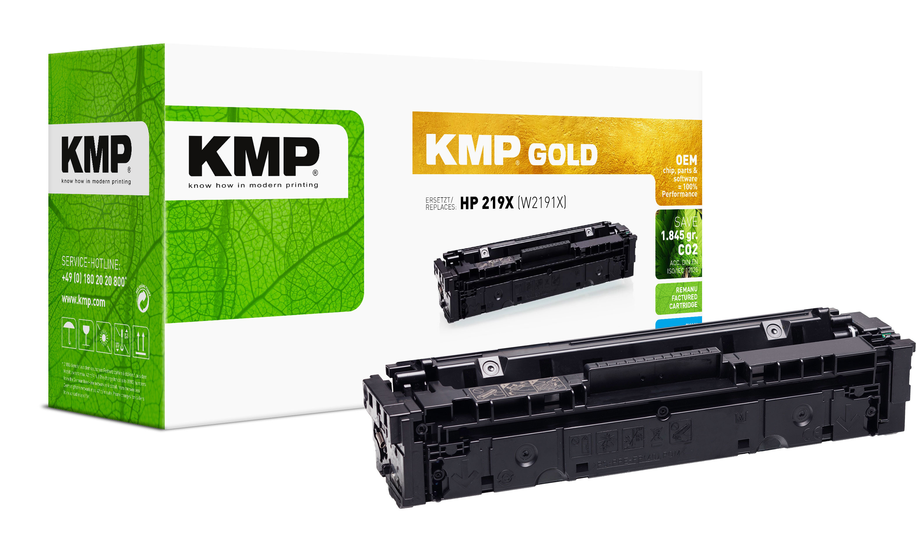 KMP GOLD Toner kompatibel zu HP 219X (W2191X) 2500 Seiten Cyan