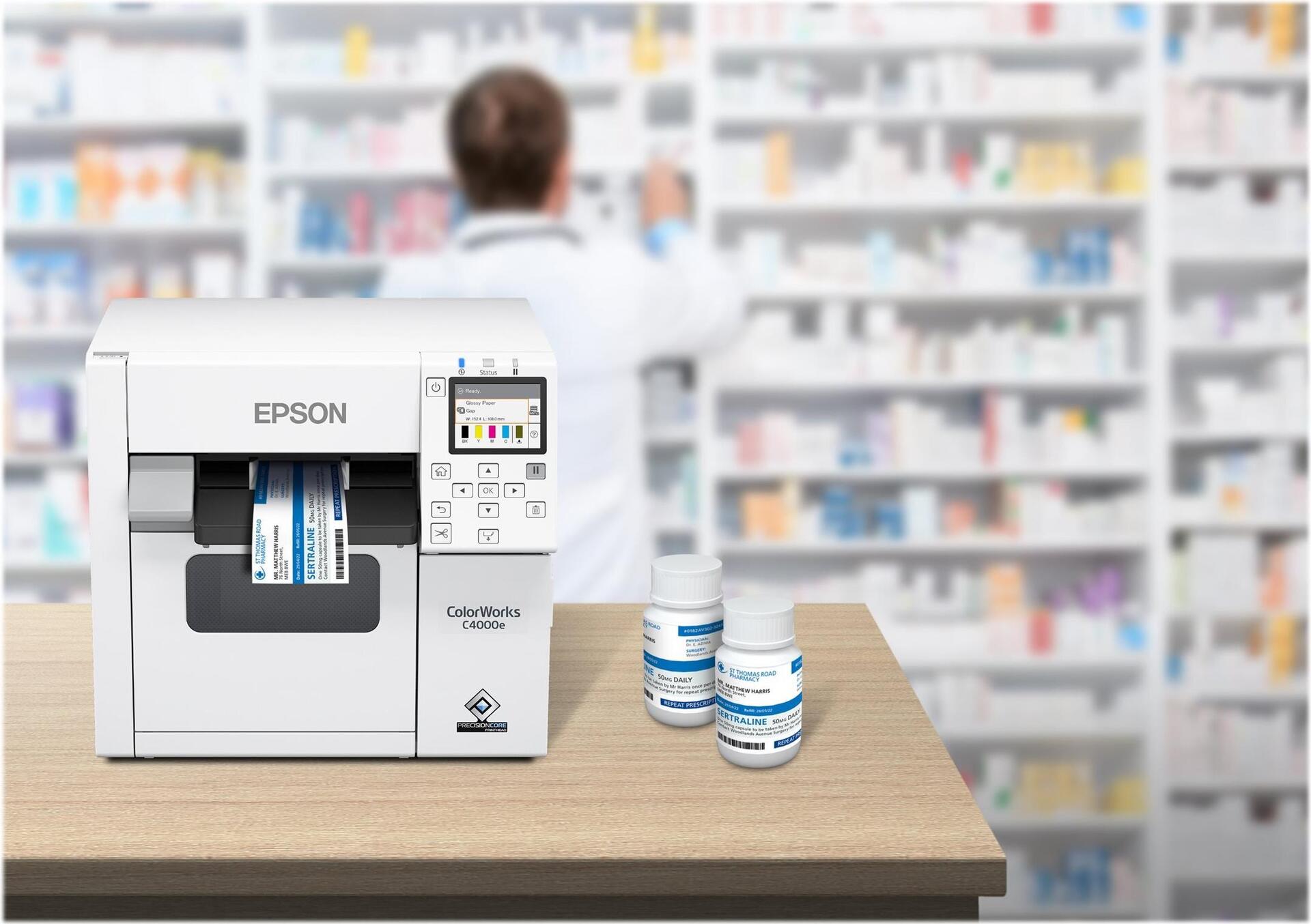 Epson ColorWorks CW-C4000E (BK) Etikettendrucker 1200 x 1200 dpi 100 mm/s Weiß