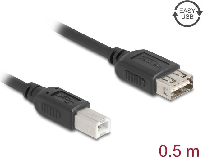 Delock USB 2.0 Kabel Typ-B Stecker zu EASY Typ-A Buchse 0.5 m (81529)